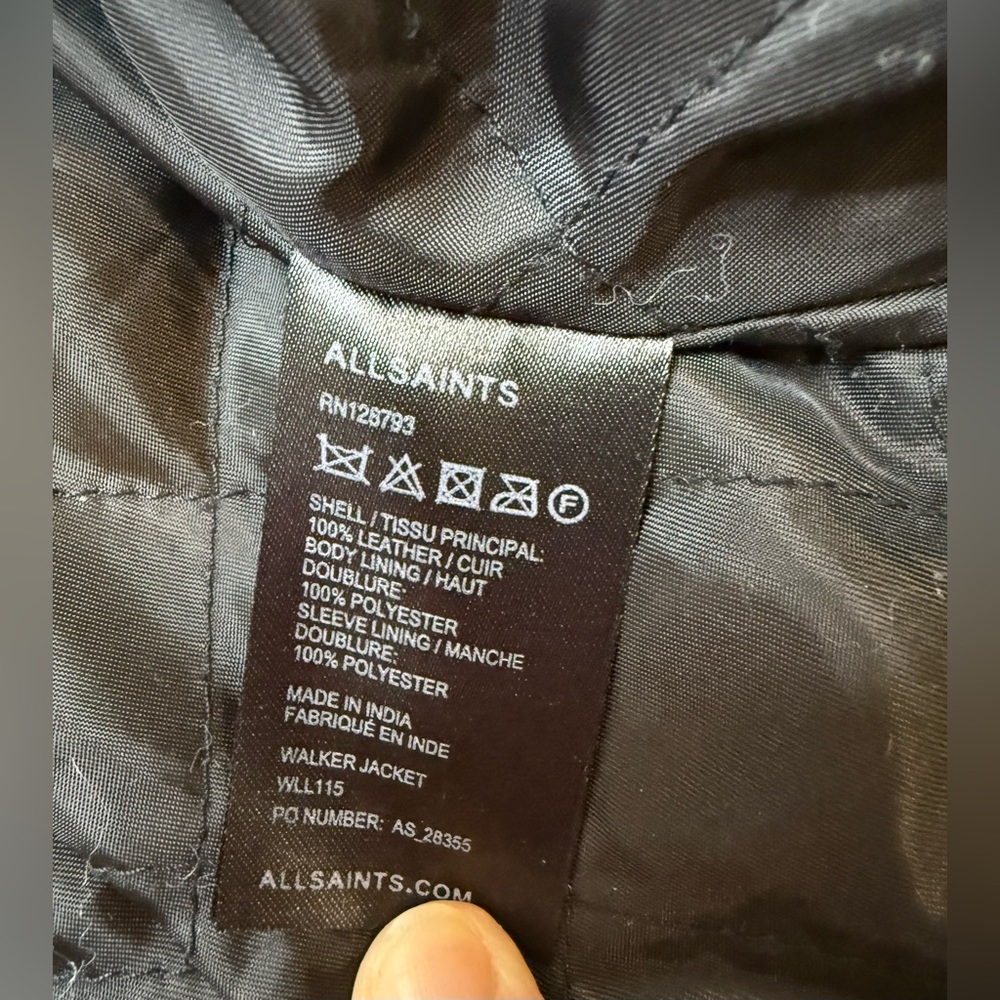 AllSaints Walker Quilted Leather Moto Jacket Black Buckle US 6 - Picture 8 of 13